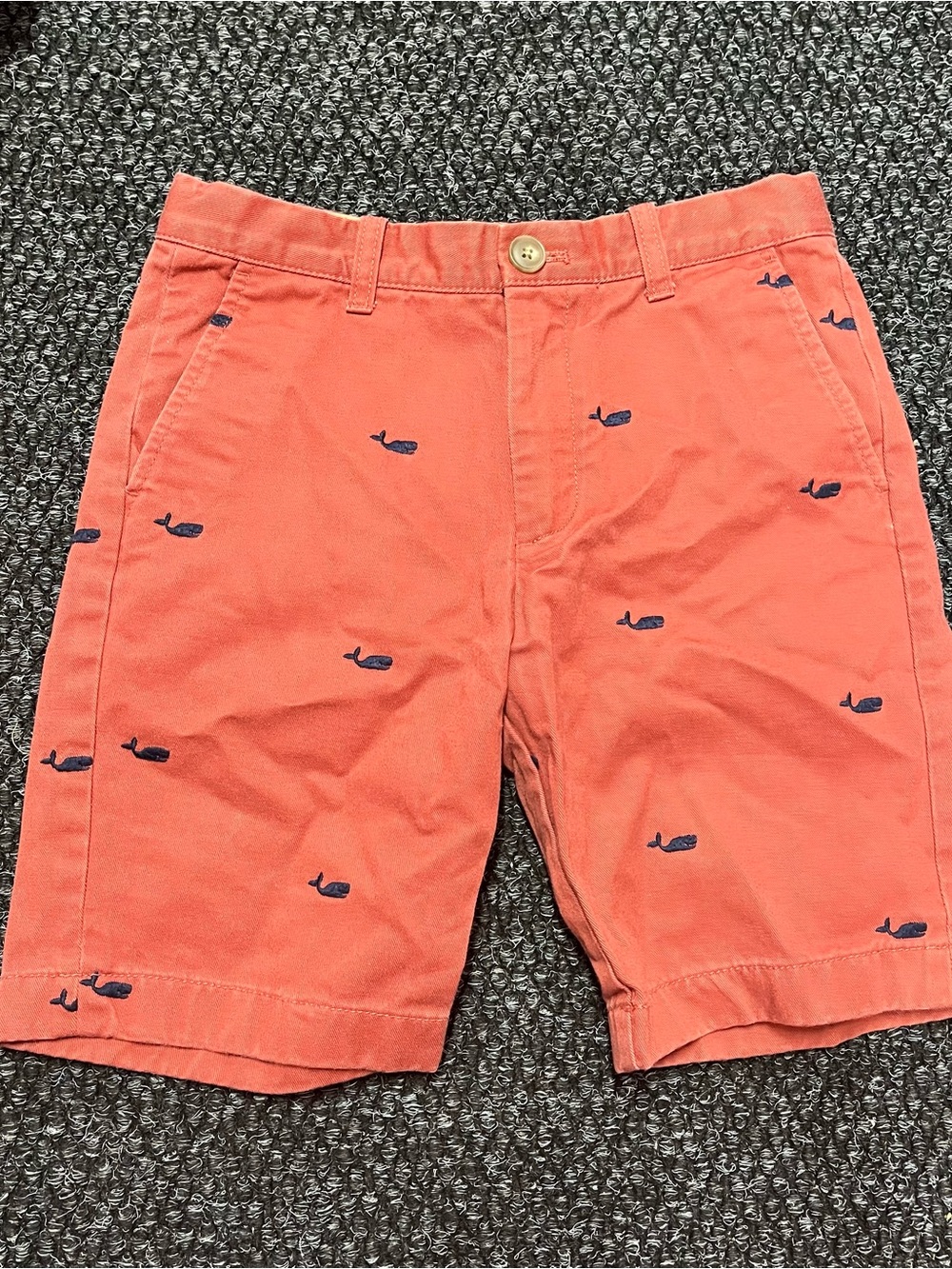 Crewcuts Coral Shorts with Navy Whale Embroidery